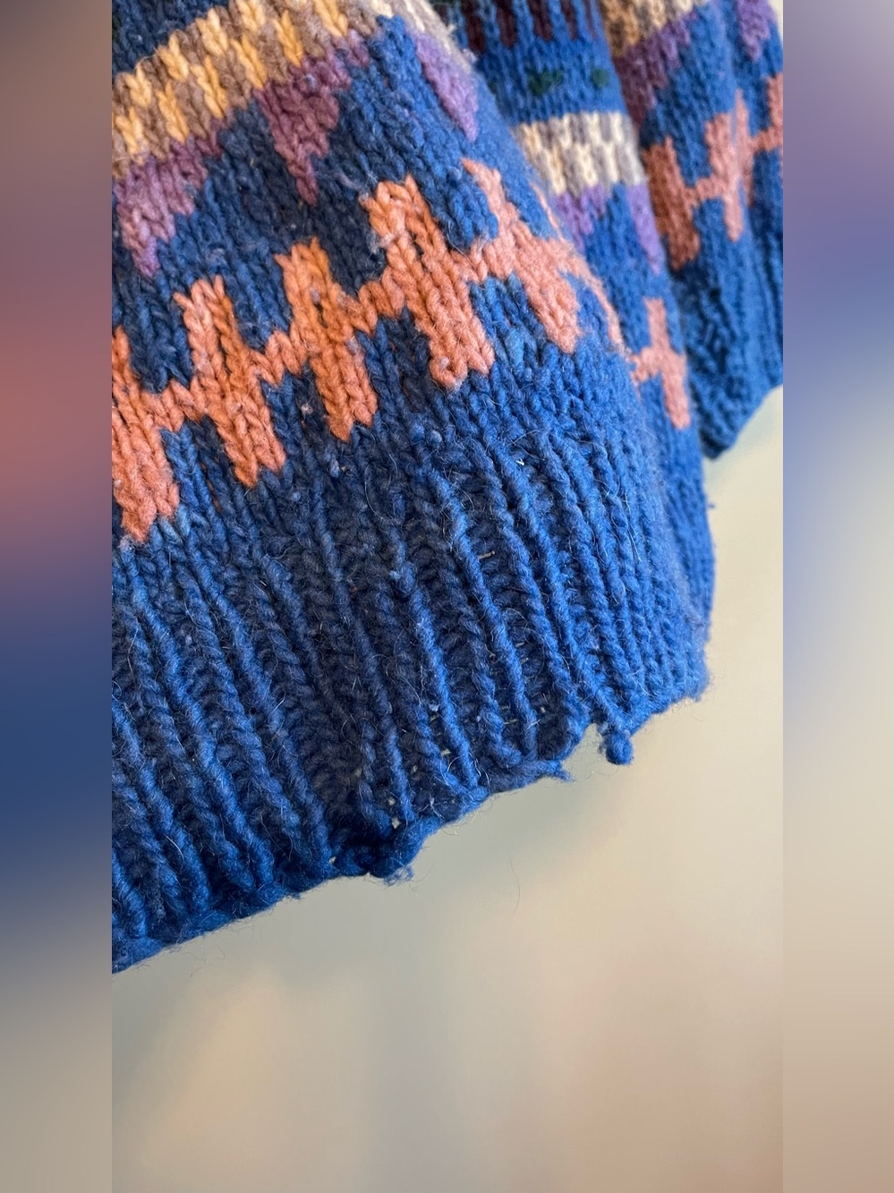 Handmade Chunky Knit Vibrant Oversized Southwestern Fair Aisle Sweater - Picture 11 of 13
